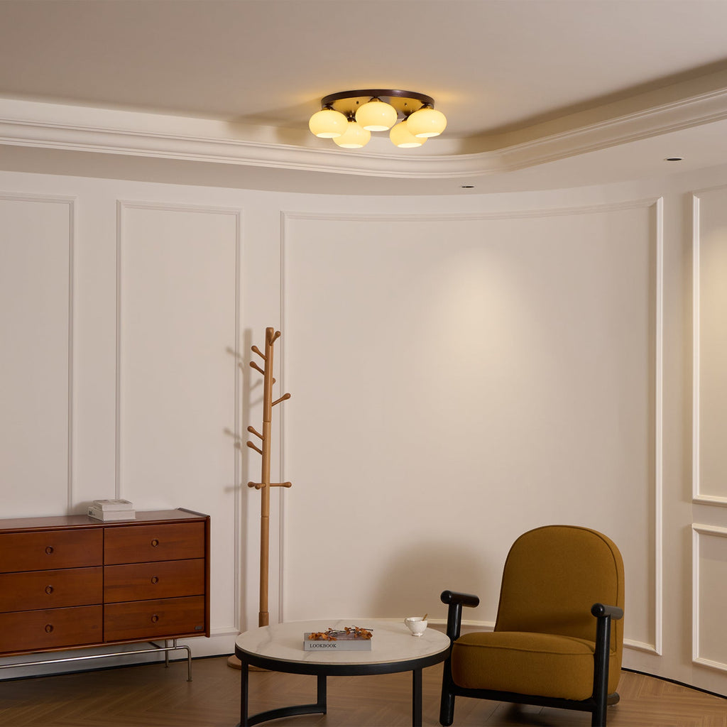 Aurevo 5-Light Amber Glass Flush Mount Ceiling Light | Fioriscas