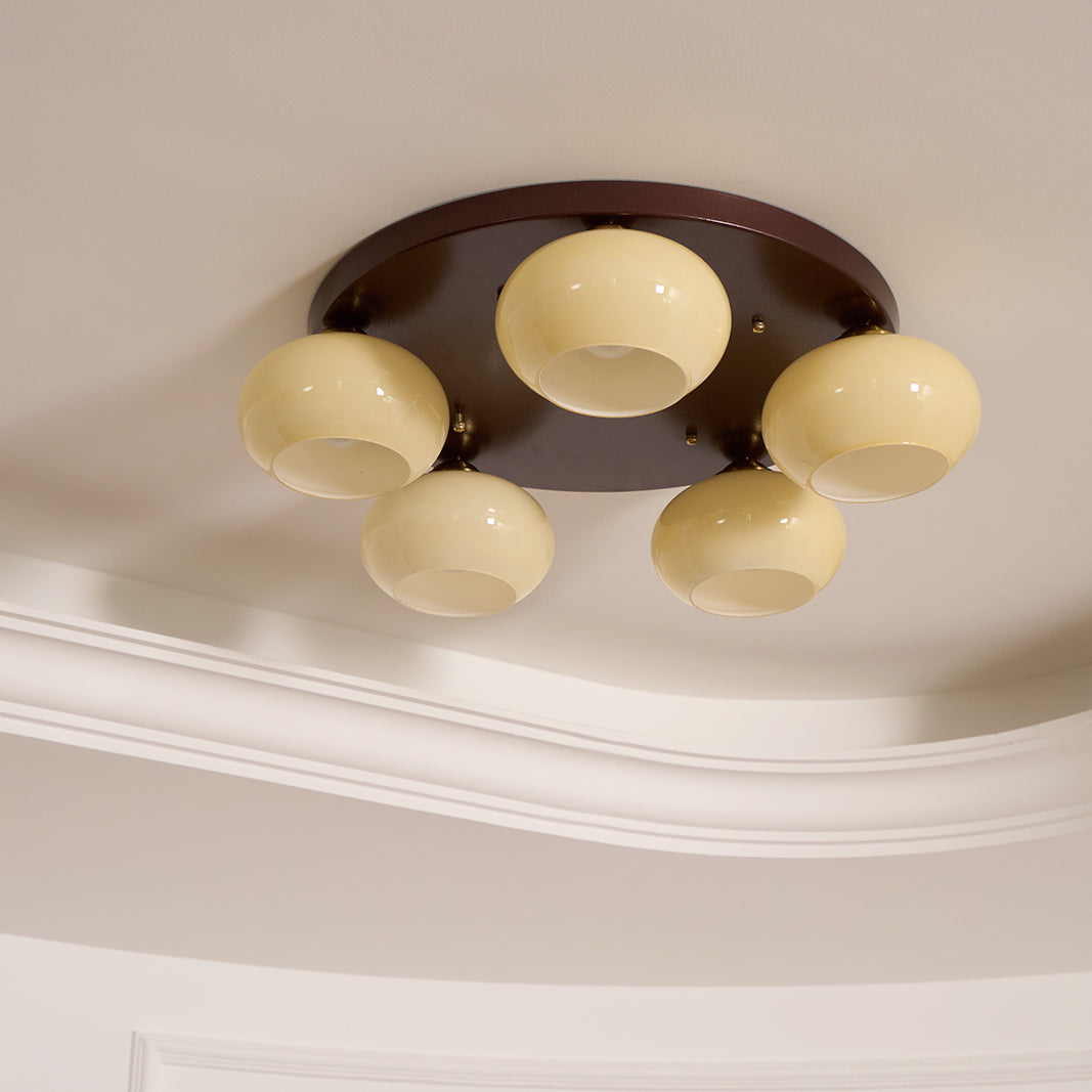 Aurevo 5-Light Amber Glass Flush Mount Ceiling Light | Fioriscas