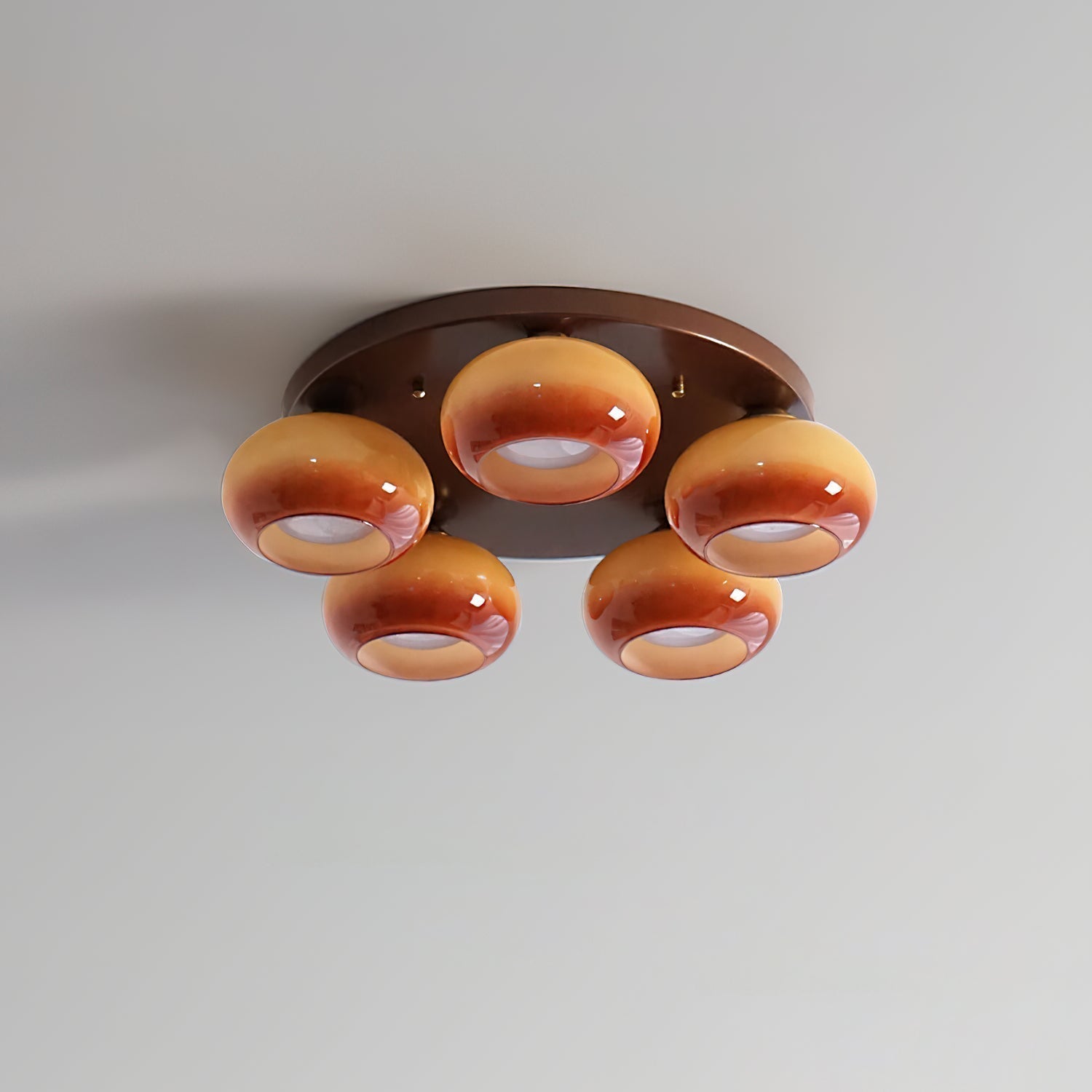 Aurevo 5-Light Amber Glass Flush Mount Ceiling Light | Fioriscas