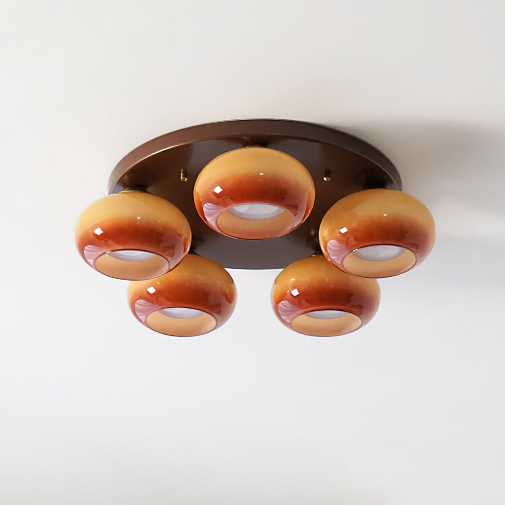 Aurevo 5-Light Amber Glass Flush Mount Ceiling Light | Fioriscas