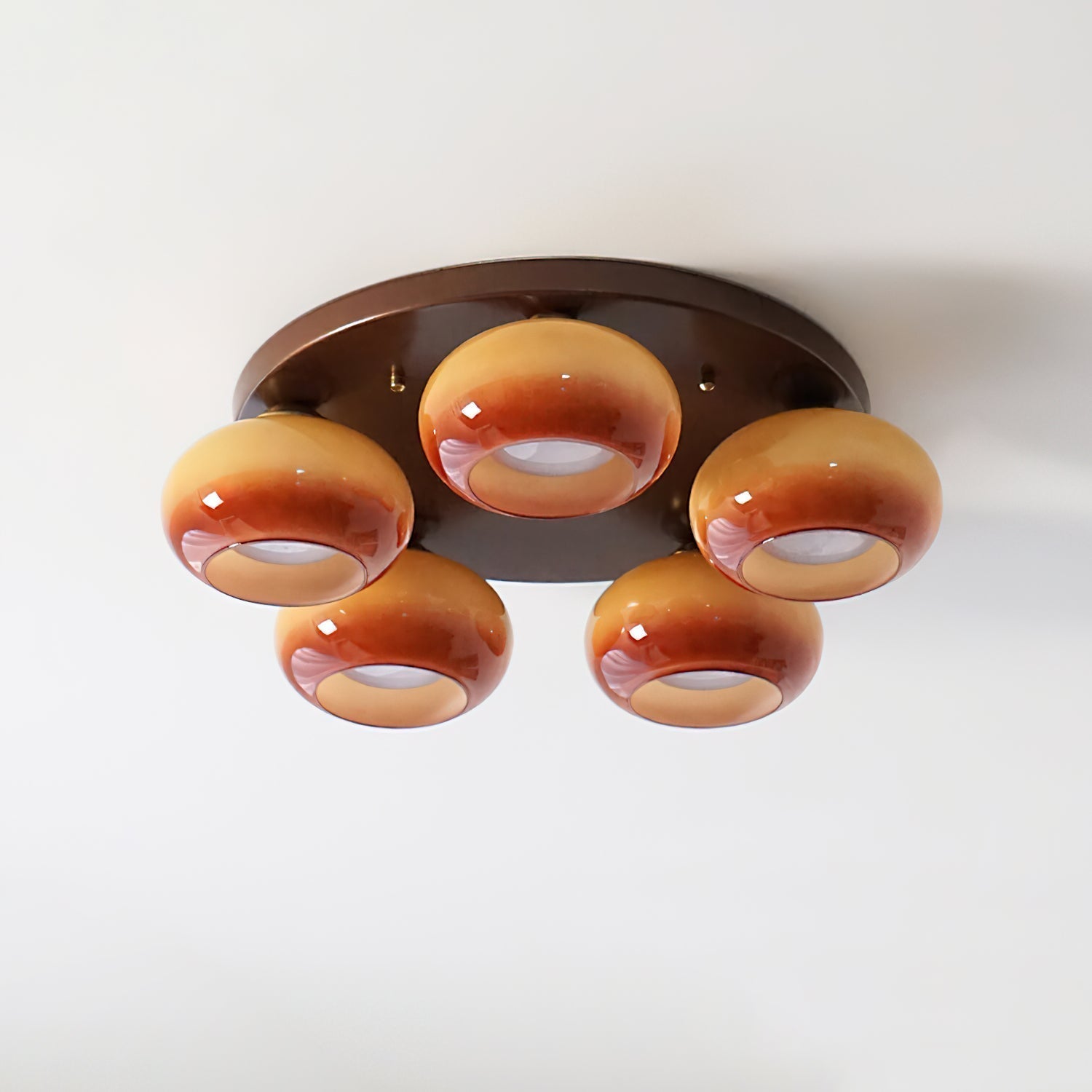 Aurevo 5-Light Amber Glass Flush Mount Ceiling Light | Fioriscas