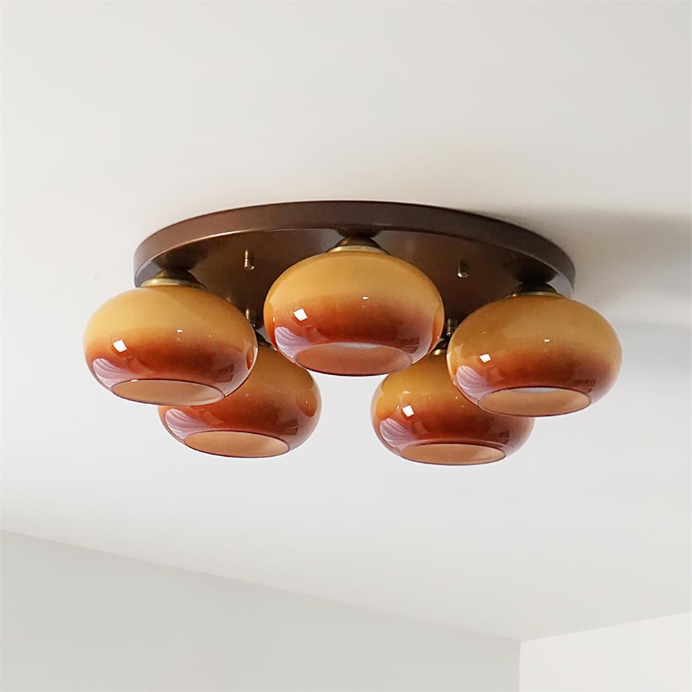 Aurevo 5-Light Amber Glass Flush Mount Ceiling Light | Fioriscas