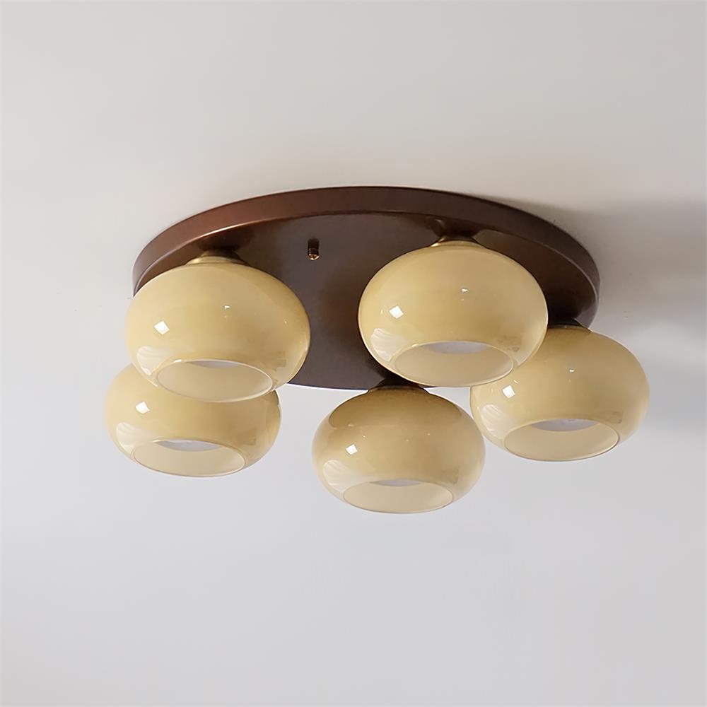 Aurevo 5-Light Amber Glass Flush Mount Ceiling Light | Fioriscas