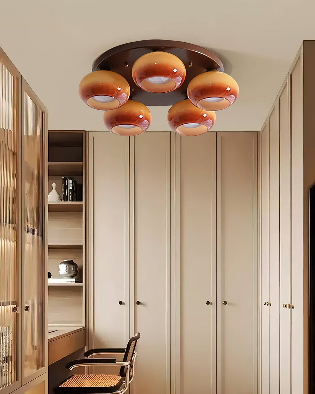 Aurevo 5-Light Amber Glass Flush Mount Ceiling Light | Fioriscas