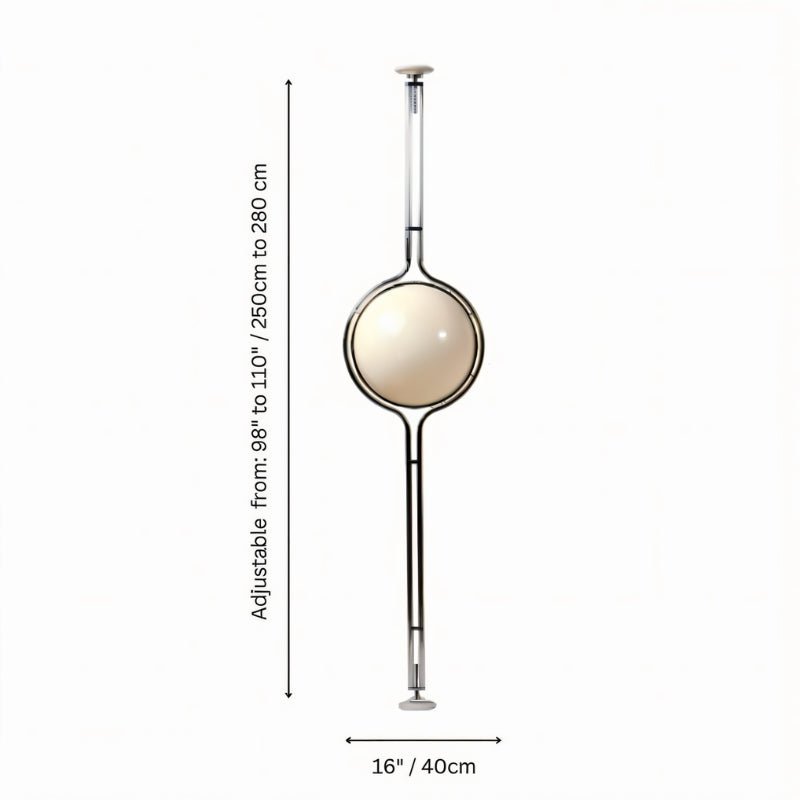 LumaCrest gulv-til-tak-stanglampe, beige halvkuleformede lampeskjermer, justerbar høyde
