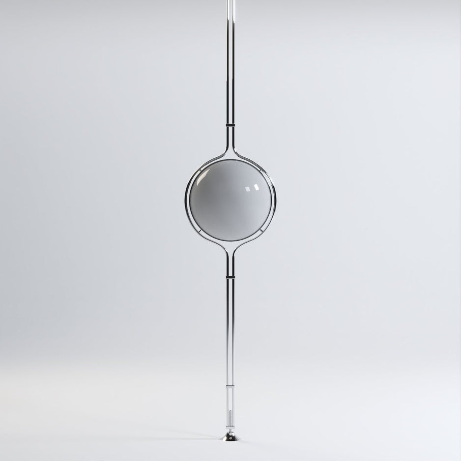 LumaCrest gulv-til-tak-stanglampe, beige halvkuleformede lampeskjermer, justerbar høyde