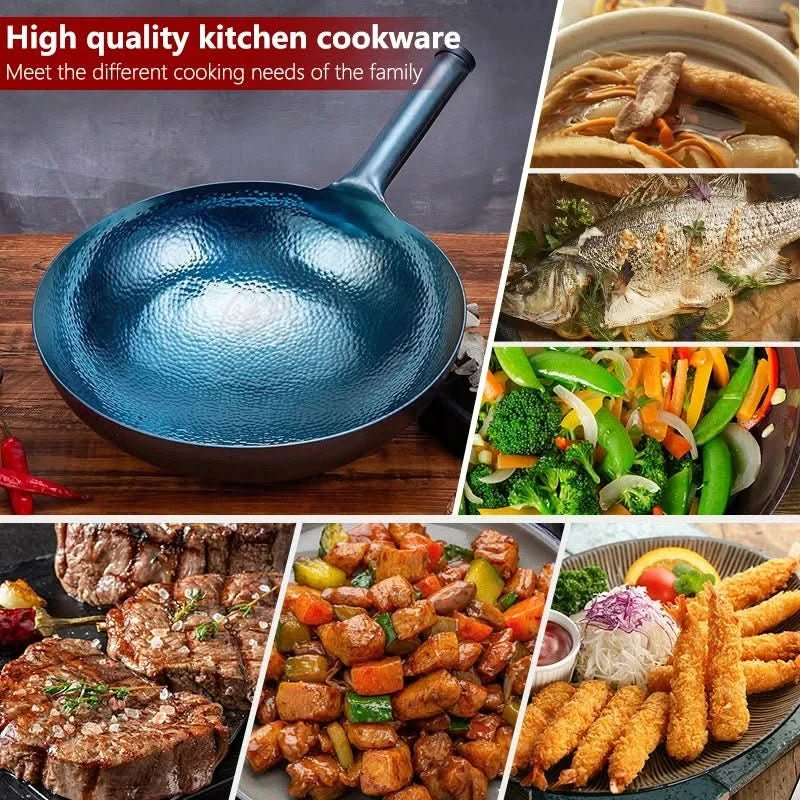 Wok tradicional de hierro, sin recubrimiento y duradero - Fioriscas