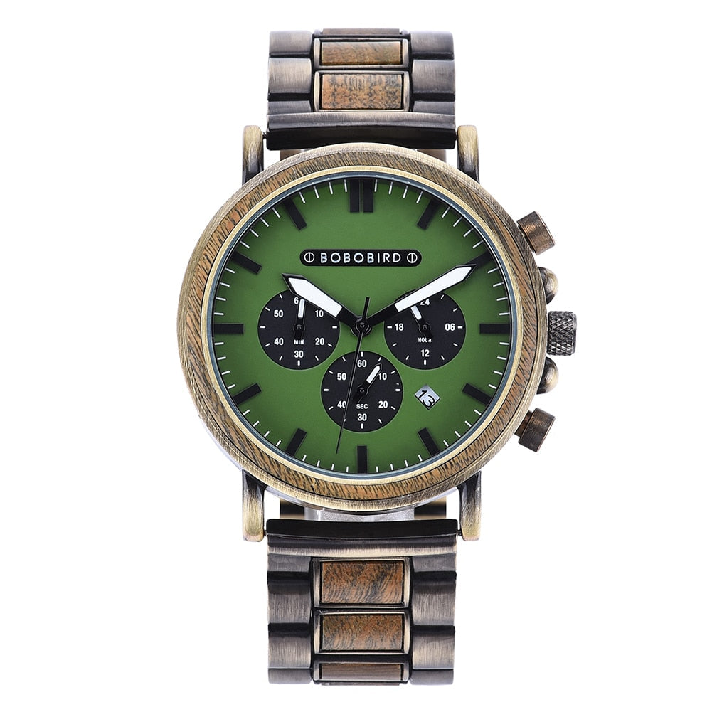TimberLuxe Holzuhr für Herren mit Gravur, 3 ATM wasserdicht