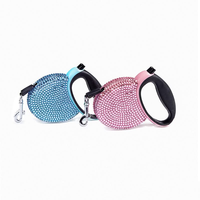 Luxury Retractable Leash with Rhinestones for Small Dogs & Cats - Fioriscas