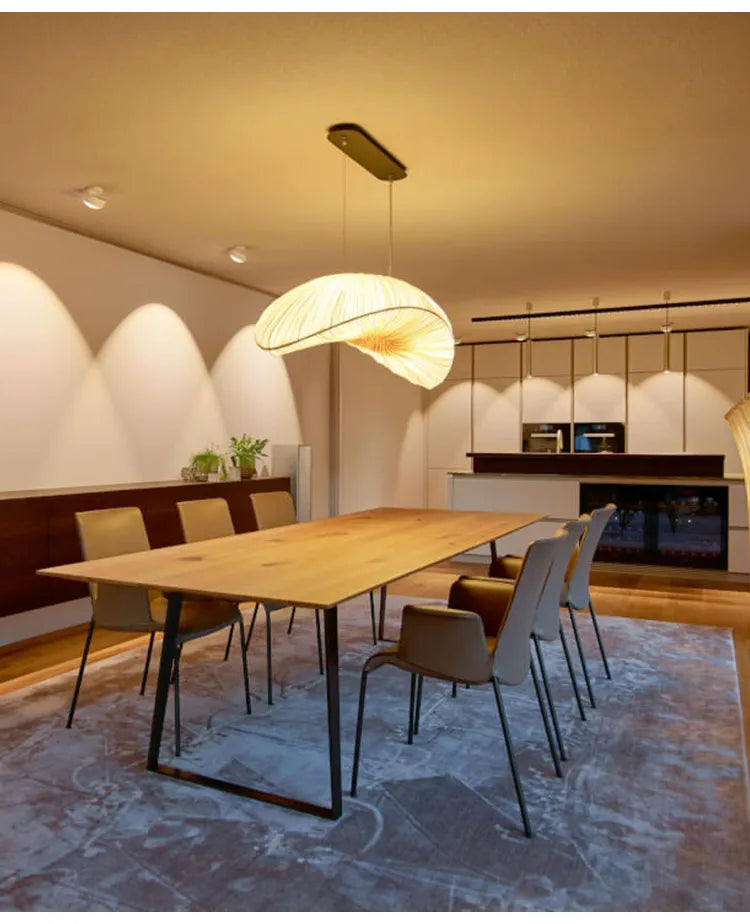 Aurelia Hand-Knitted Fabric Pendant Light for Hallways, White & Beige