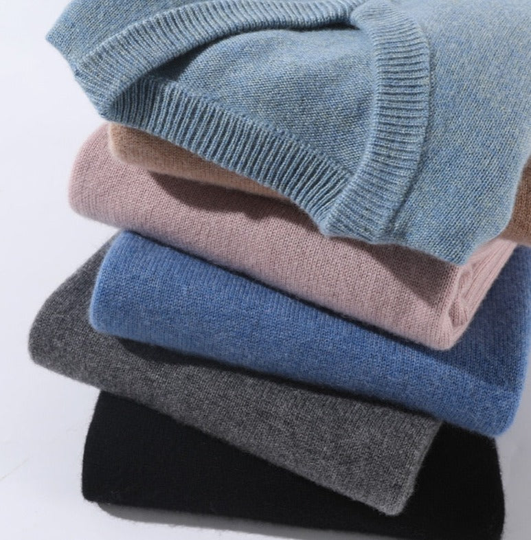 Camisola de caxemira Elarin para homem, de gola redonda ou em V, 7 cores