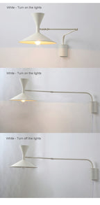 NovaSwing Wall Lamp, Swing-Arm Reach, Plug-In With Frosted Shade