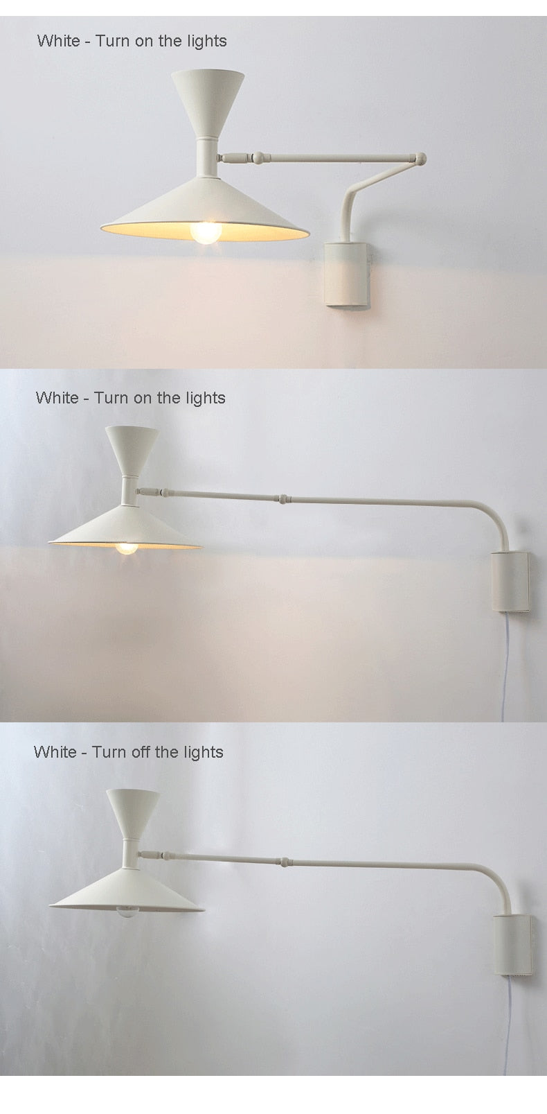 NovaSwing Wall Lamp, Swing-Arm Reach, Plug-In With Frosted Shade