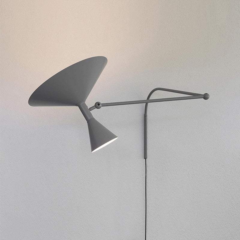 NovaSwing Wall Lamp, Swing-Arm Reach, Plug-In With Frosted Shade