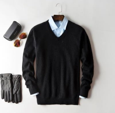 Camisola de caxemira Elarin para homem, de gola redonda ou em V, 7 cores