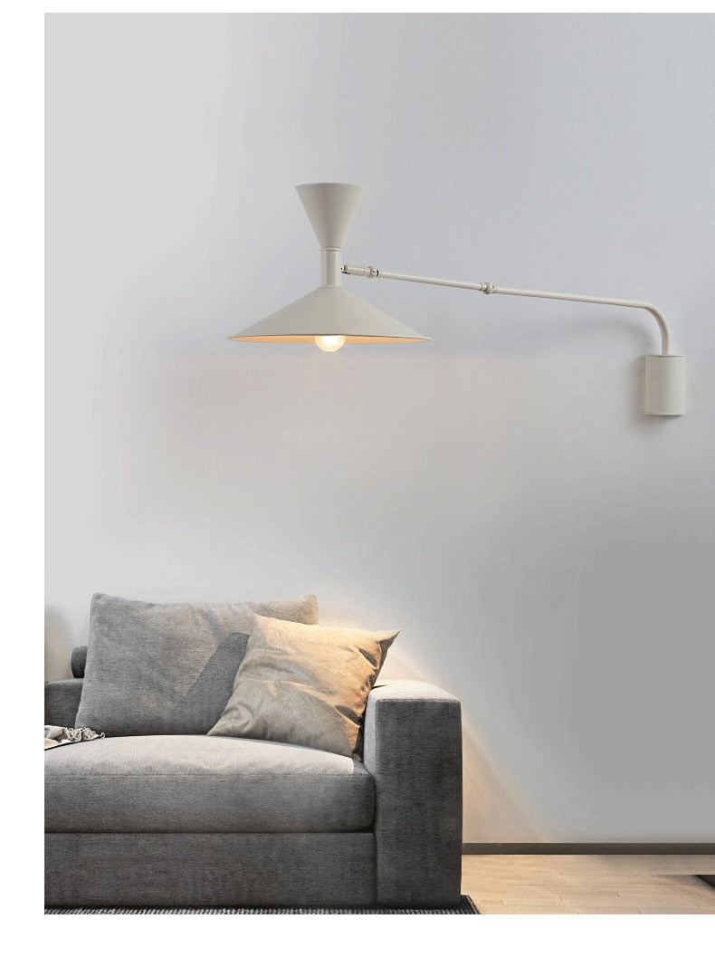 NovaSwing Wall Lamp, Swing-Arm Reach, Plug-In With Frosted Shade