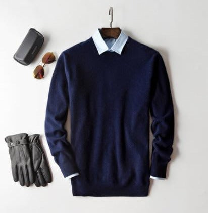 Camisola de caxemira Elarin para homem, de gola redonda ou em V, 7 cores