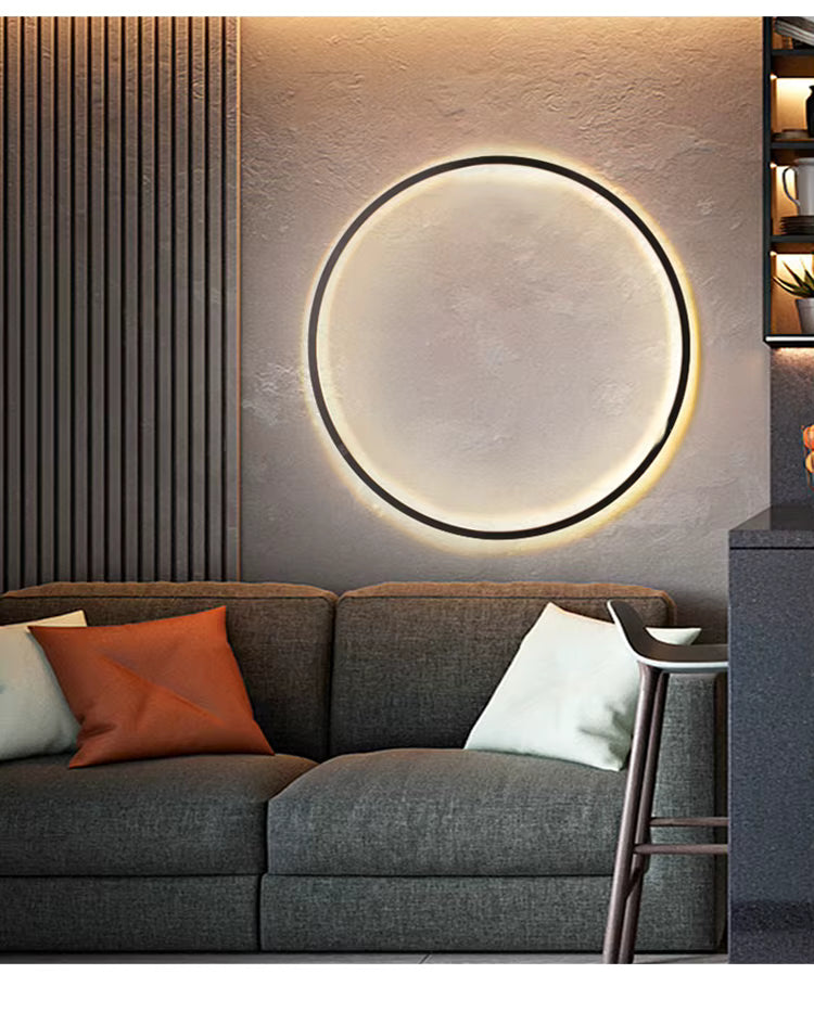 Luz de Parede Redonda LED, NovaHalo LumaNova, Design Minimalista Preto
