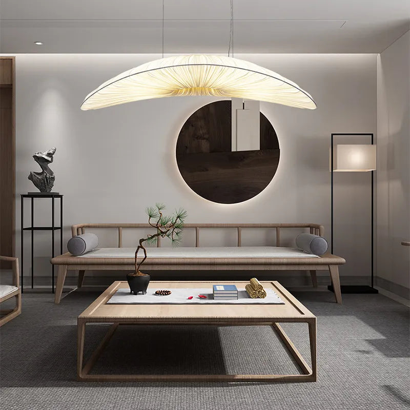 Aurelia Hand-Knitted Fabric Pendant Light for Hallways, White & Beige