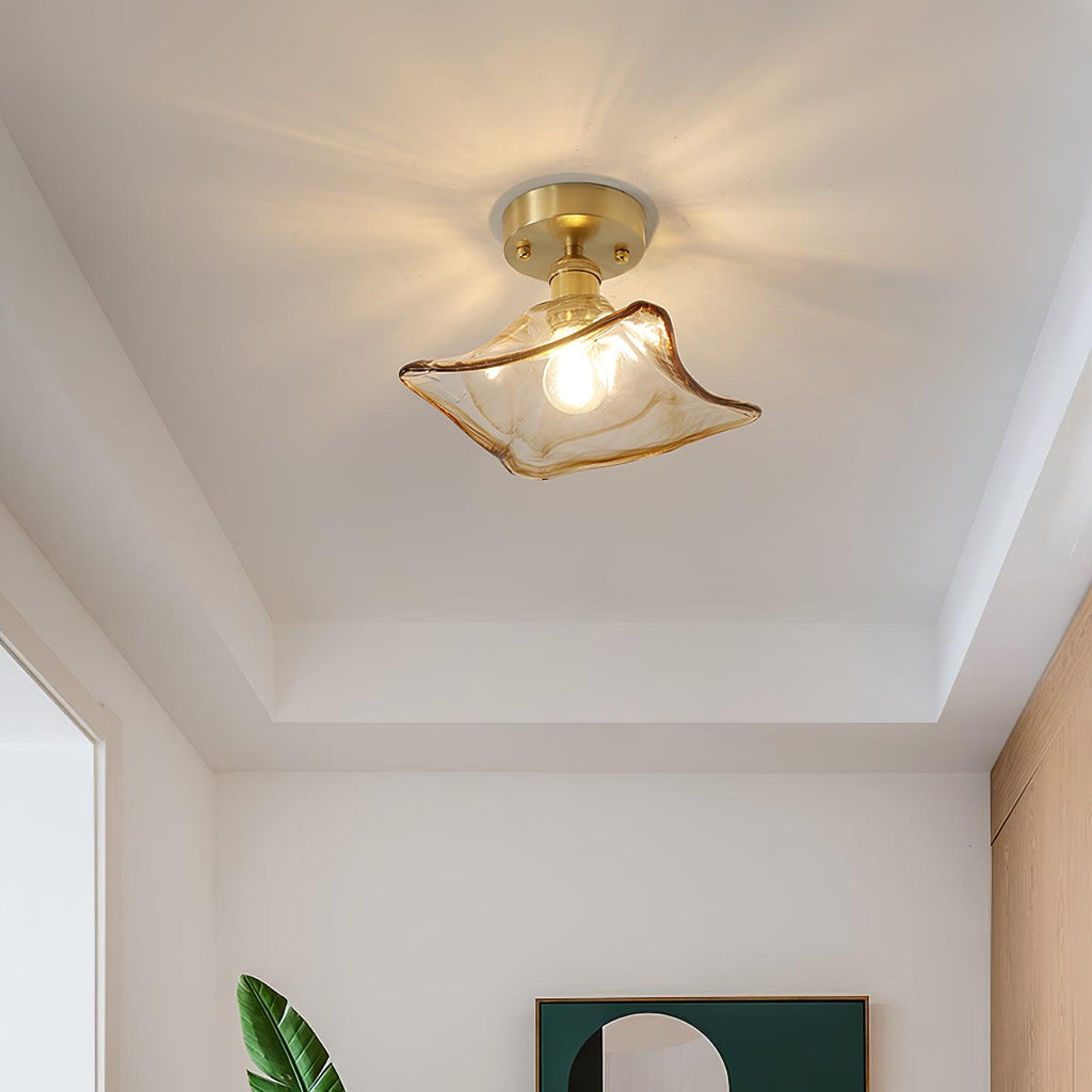 Ceiling Light Amber Swirl Glass | Fioriscas