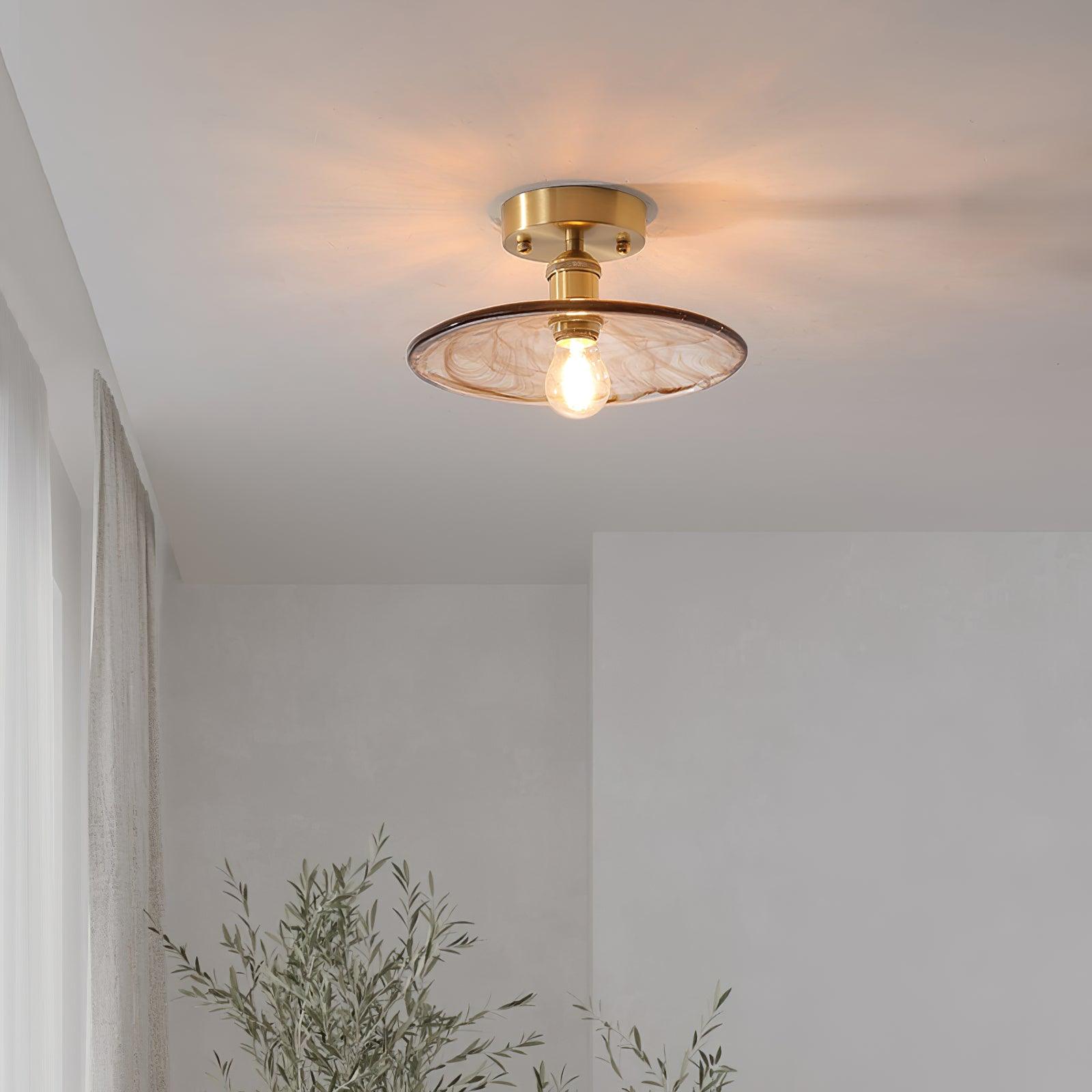 Ceiling Light Amber Swirl Glass | Fioriscas