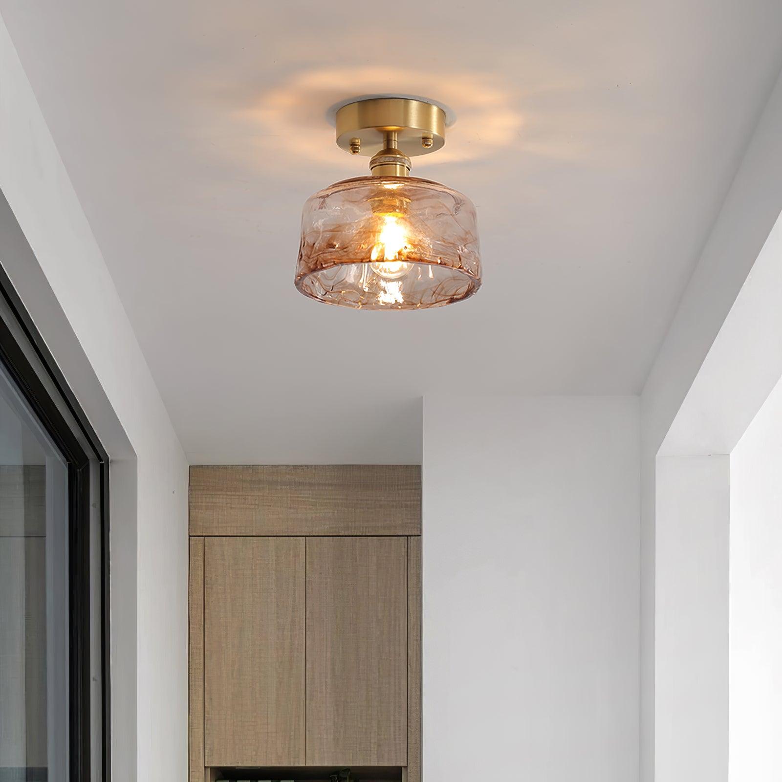 Ceiling Light Amber Swirl Glass | Fioriscas
