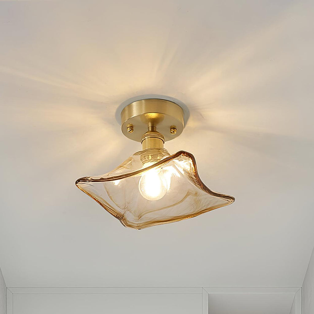 Ceiling Light Amber Swirl Glass | Fioriscas