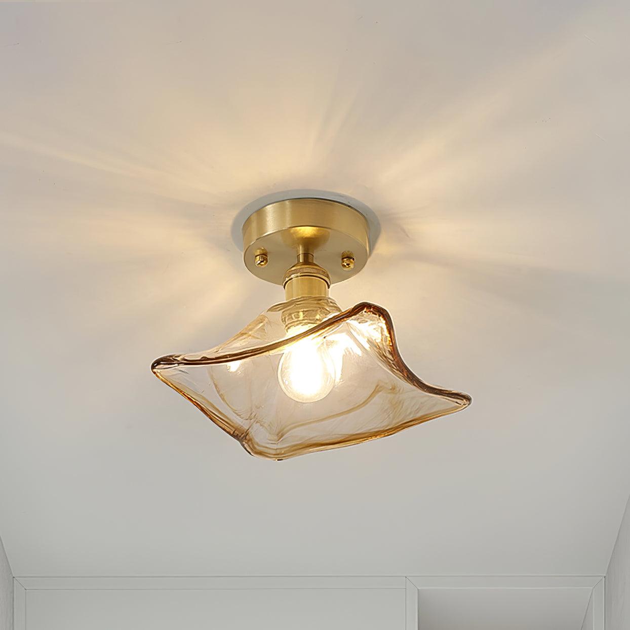 Ceiling Light Amber Swirl Glass | Fioriscas