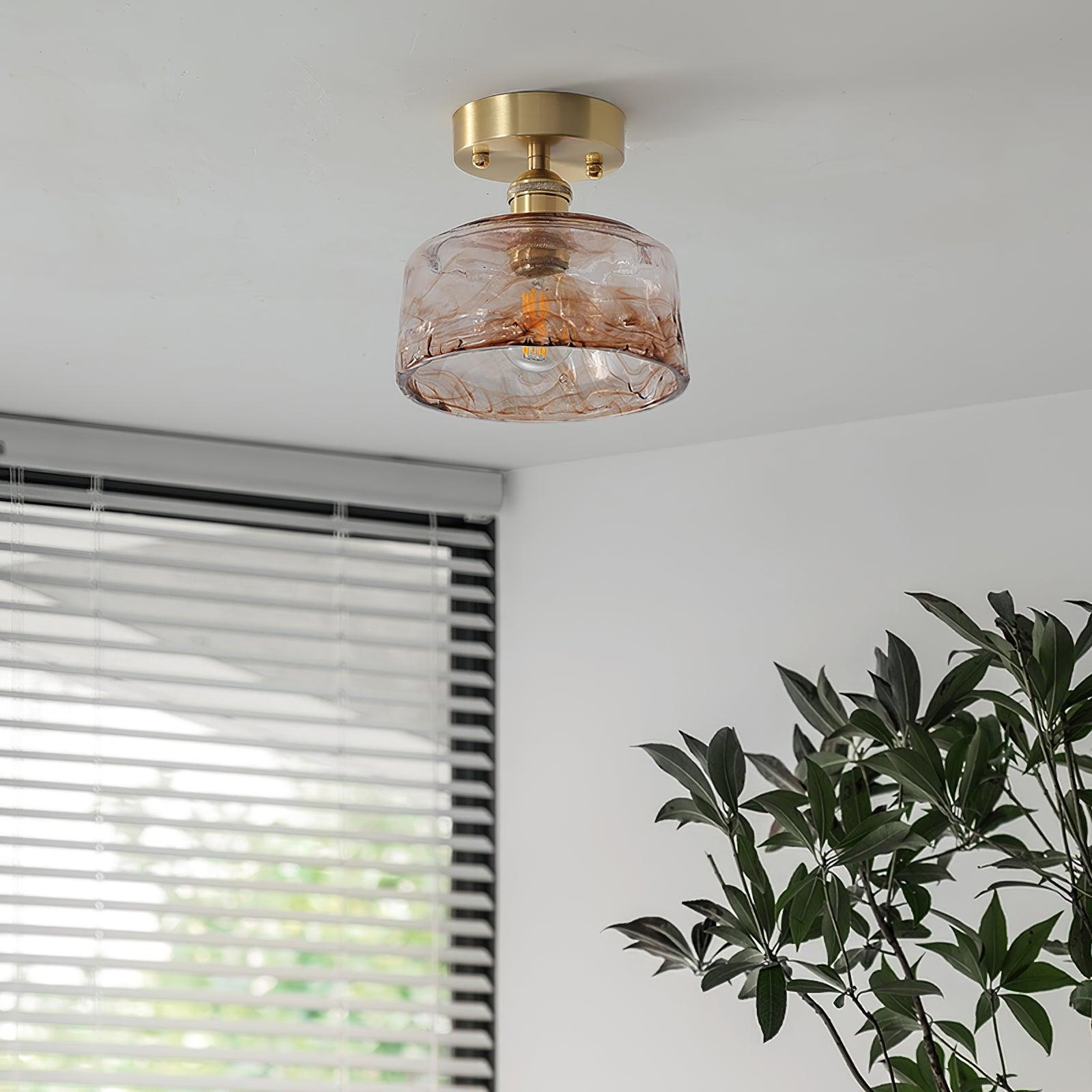 Ceiling Light Amber Swirl Glass | Fioriscas