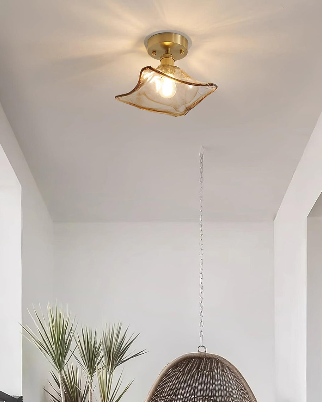 Ceiling Light Amber Swirl Glass | Fioriscas