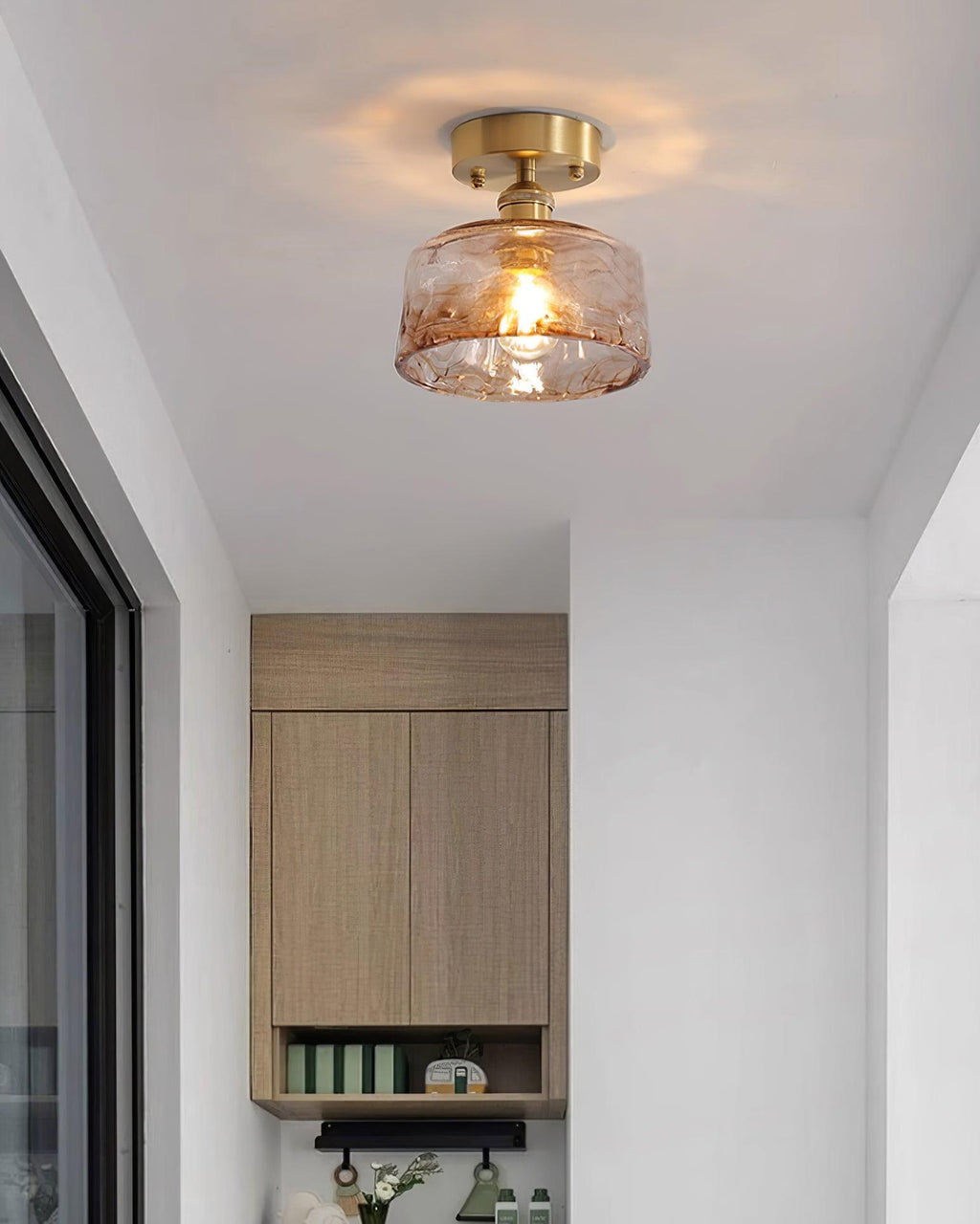 Ceiling Light Amber Swirl Glass | Fioriscas