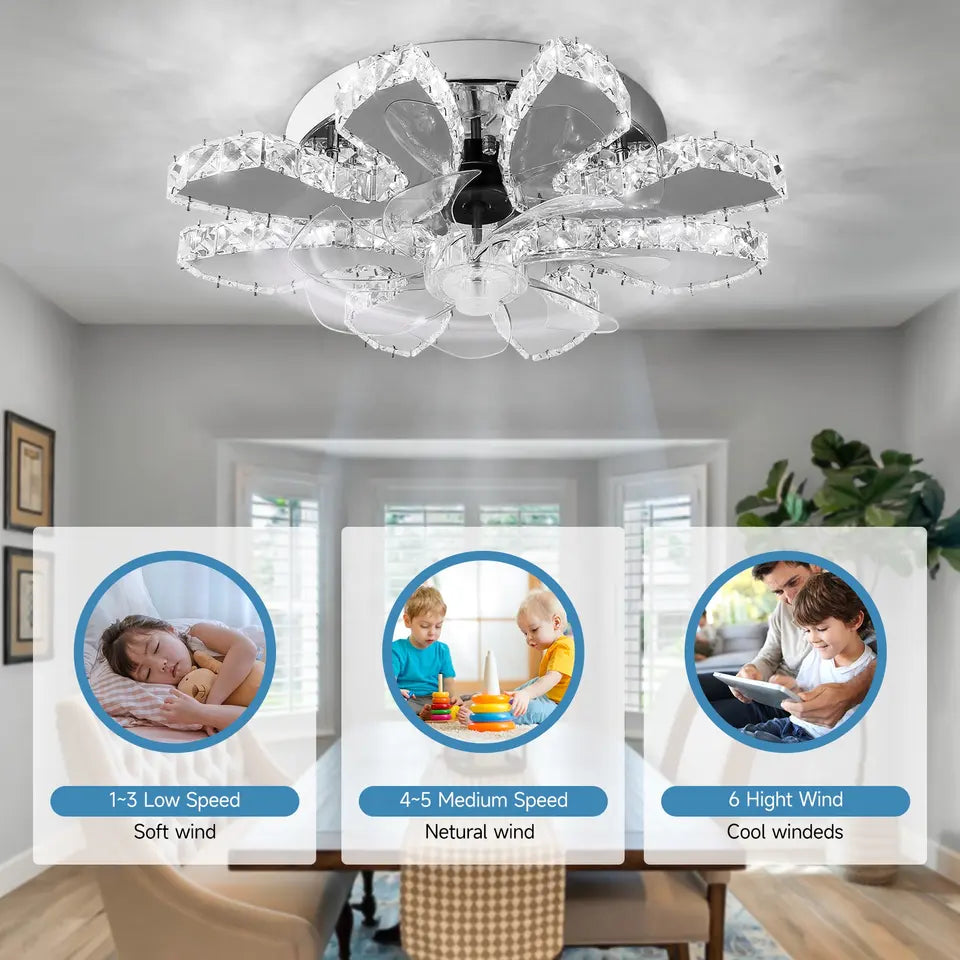 Ceiling Fan, Fold-Away Blades and Dimmable LED Light, Lunera Smart 6-Speed