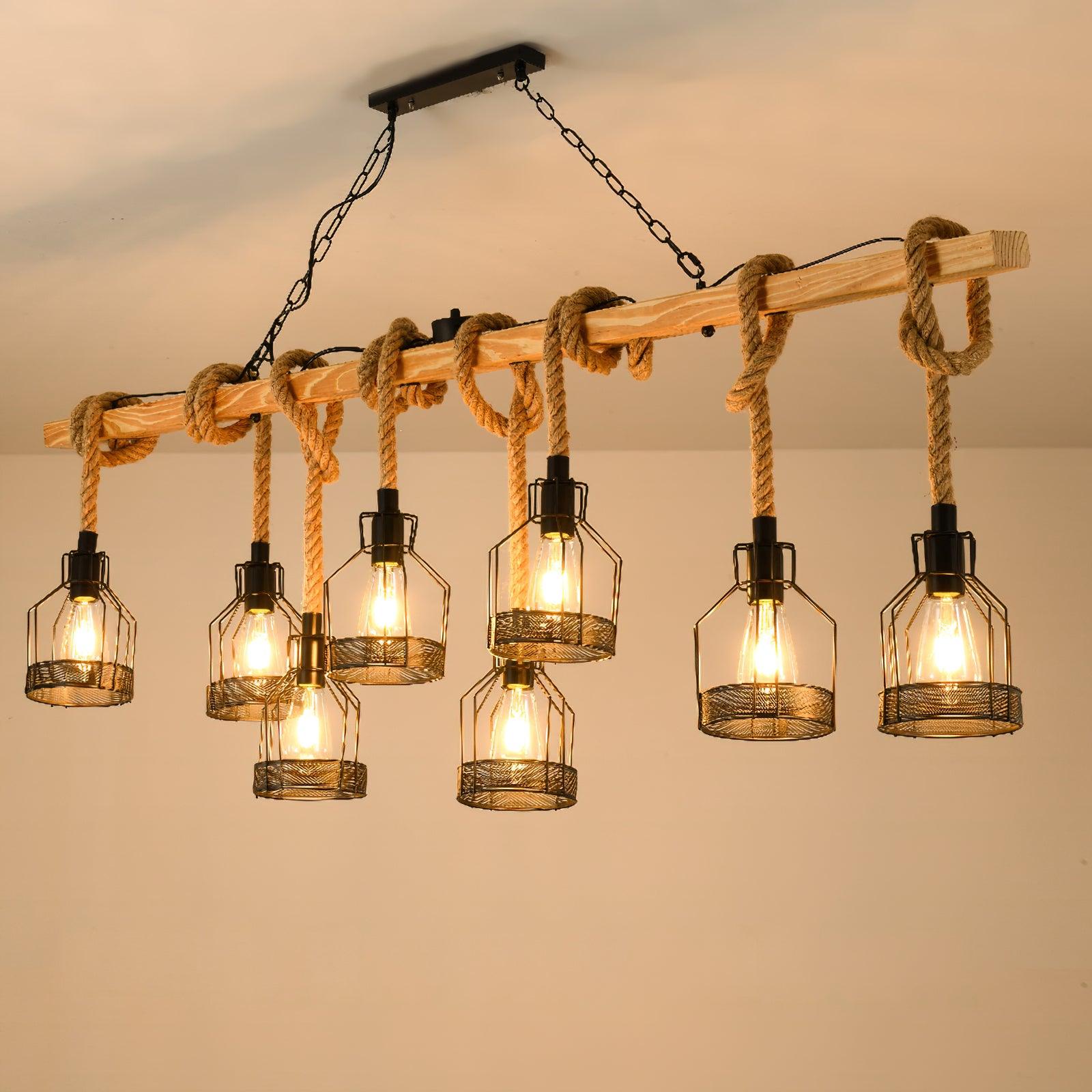 Quoro Hemp Rope Industrial Grenade Chandelier | Fioriscas