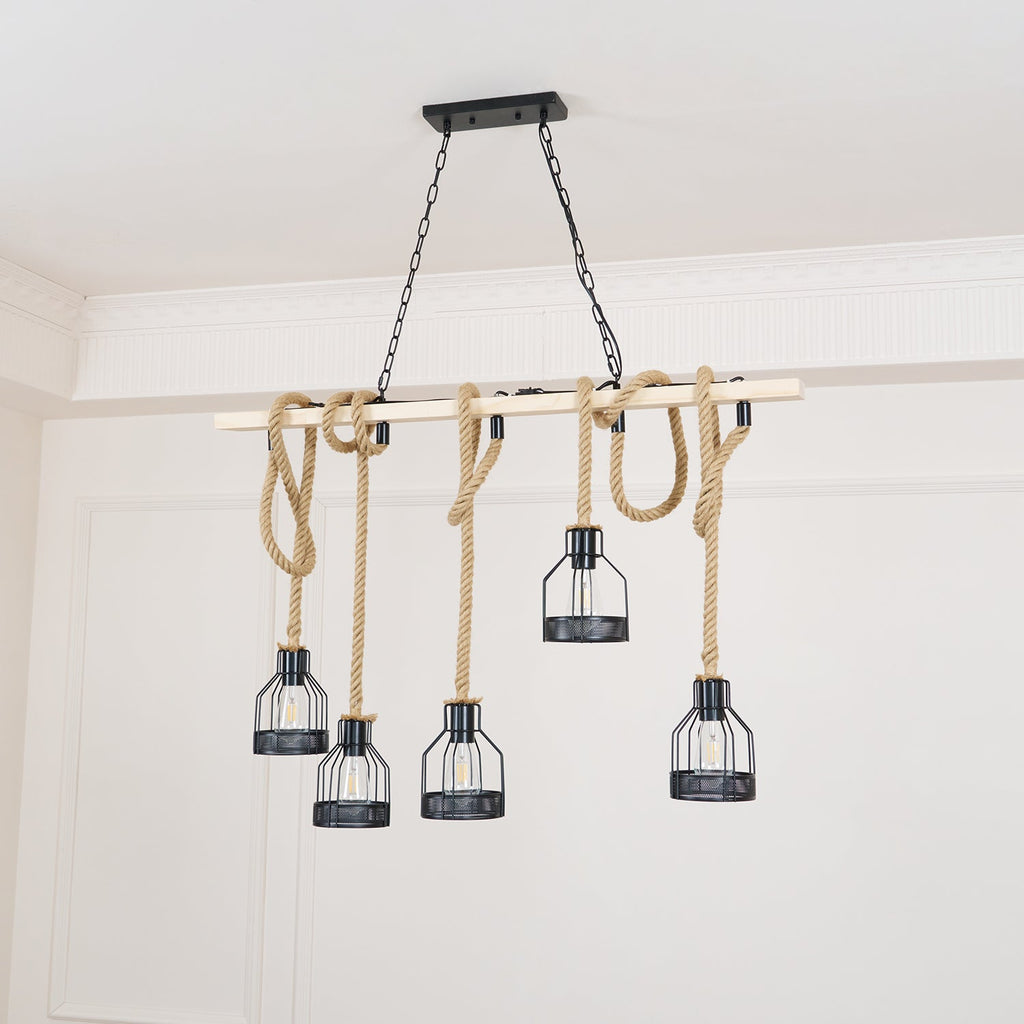 Quoro Hemp Rope Industrial Grenade Chandelier | Fioriscas