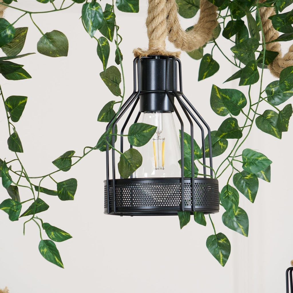 Quoro Hemp Rope Industrial Grenade Chandelier | Fioriscas