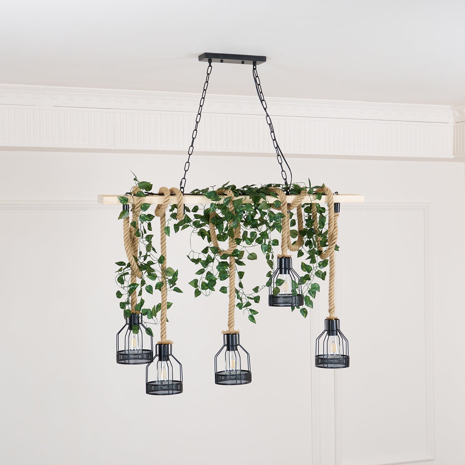 Quoro Hemp Rope Industrial Grenade Chandelier | Fioriscas