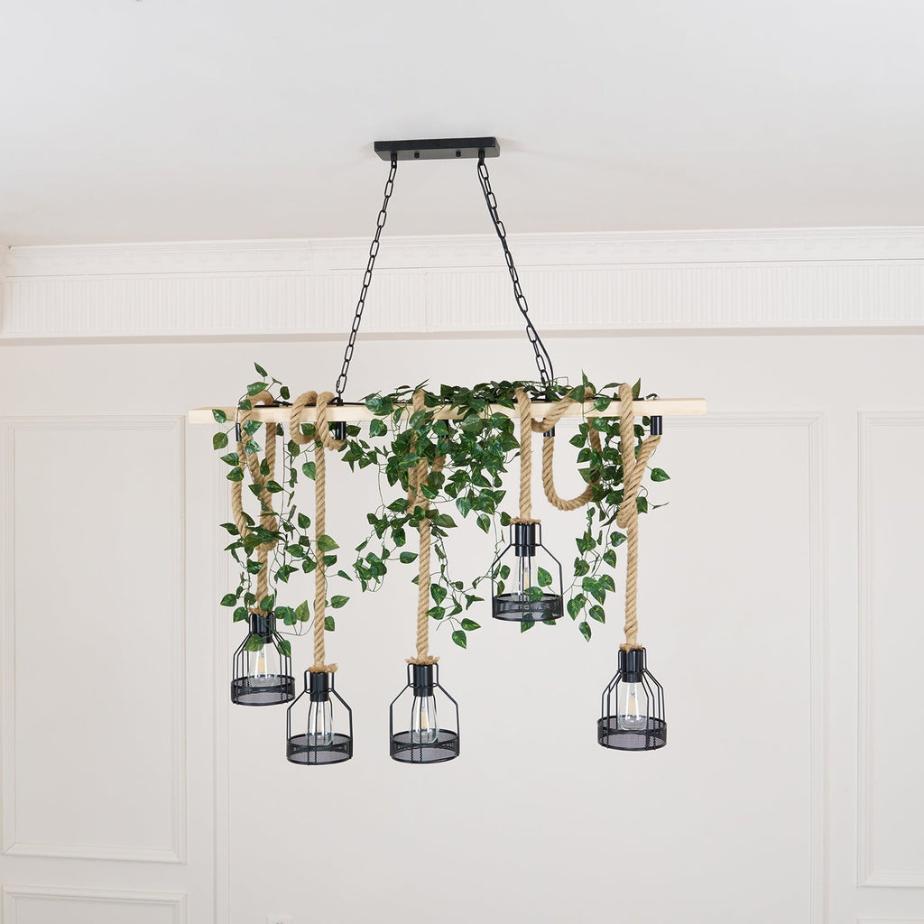Quoro Hemp Rope Industrial Grenade Chandelier | Fioriscas