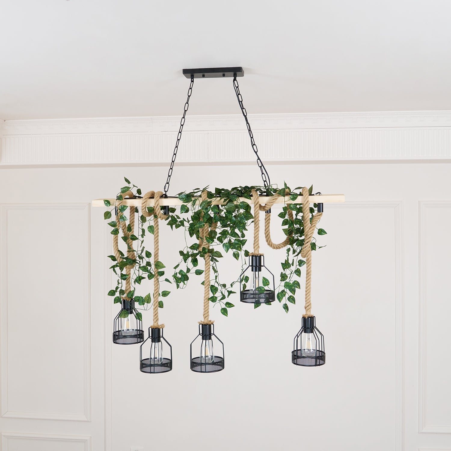 Quoro Hemp Rope Industrial Grenade Chandelier | Fioriscas