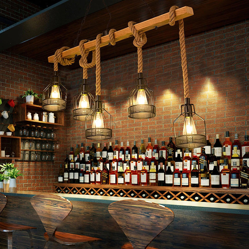 Quoro Hemp Rope Industrial Grenade Chandelier | Fioriscas