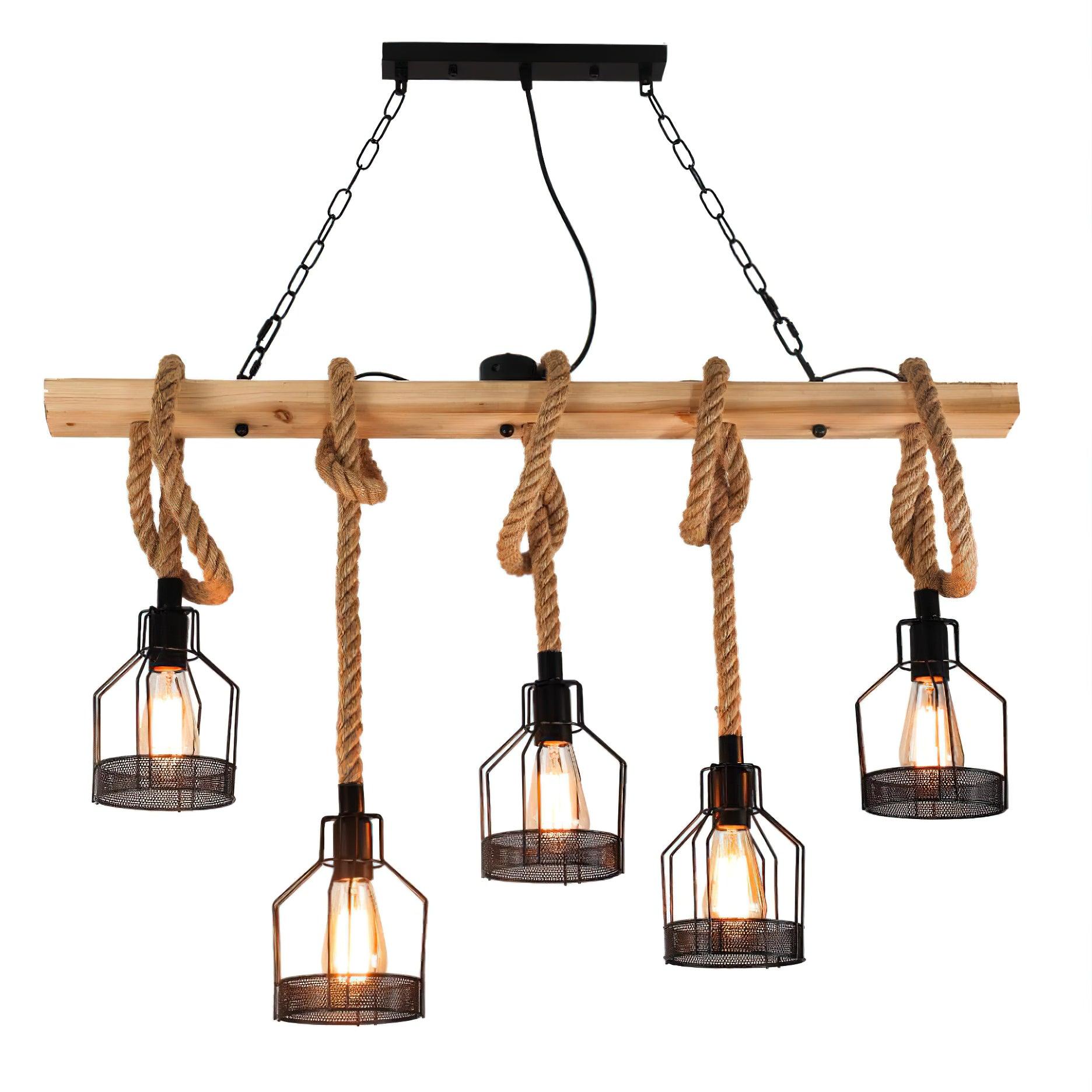 Quoro Hemp Rope Industrial Grenade Chandelier | Fioriscas