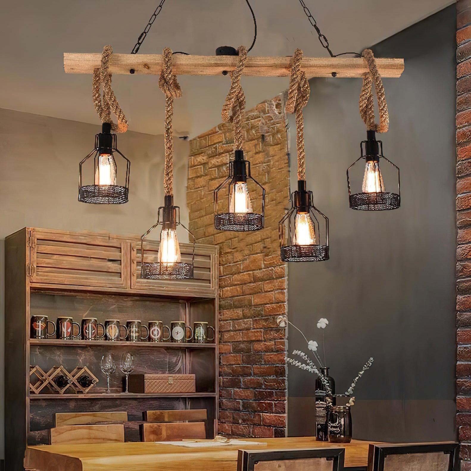 Quoro Hemp Rope Industrial Grenade Chandelier | Fioriscas