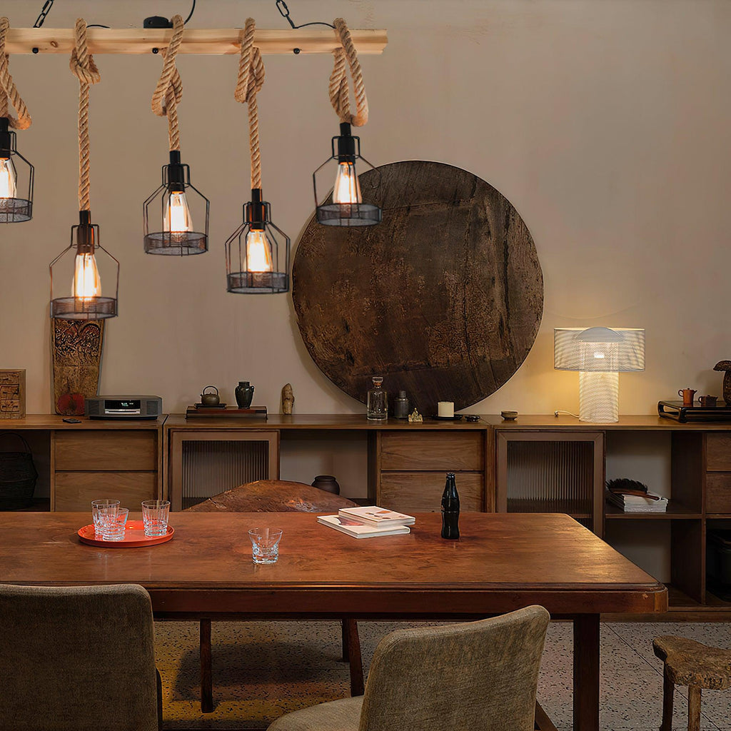 Quoro Hemp Rope Industrial Grenade Chandelier | Fioriscas