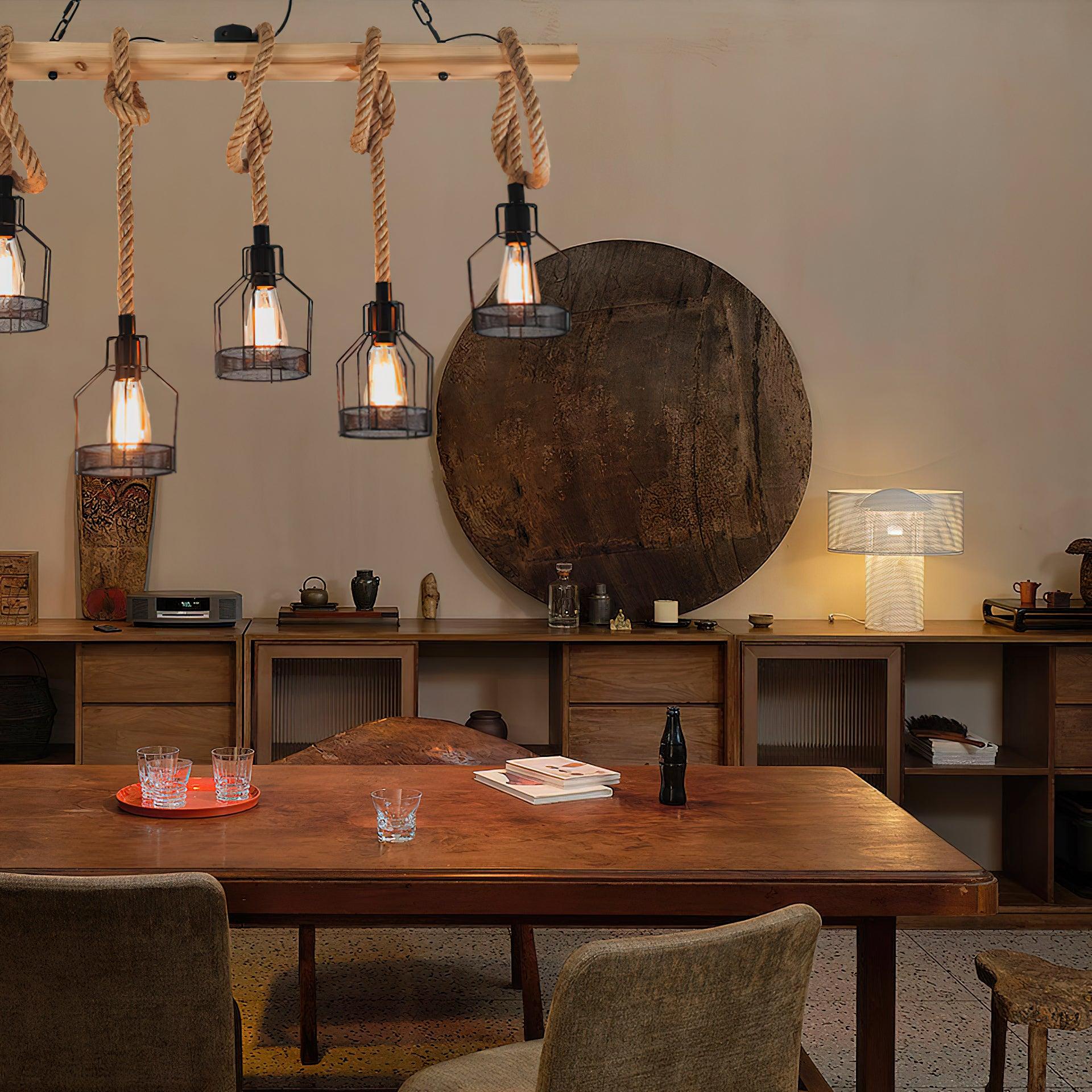 Quoro Hemp Rope Industrial Grenade Chandelier | Fioriscas