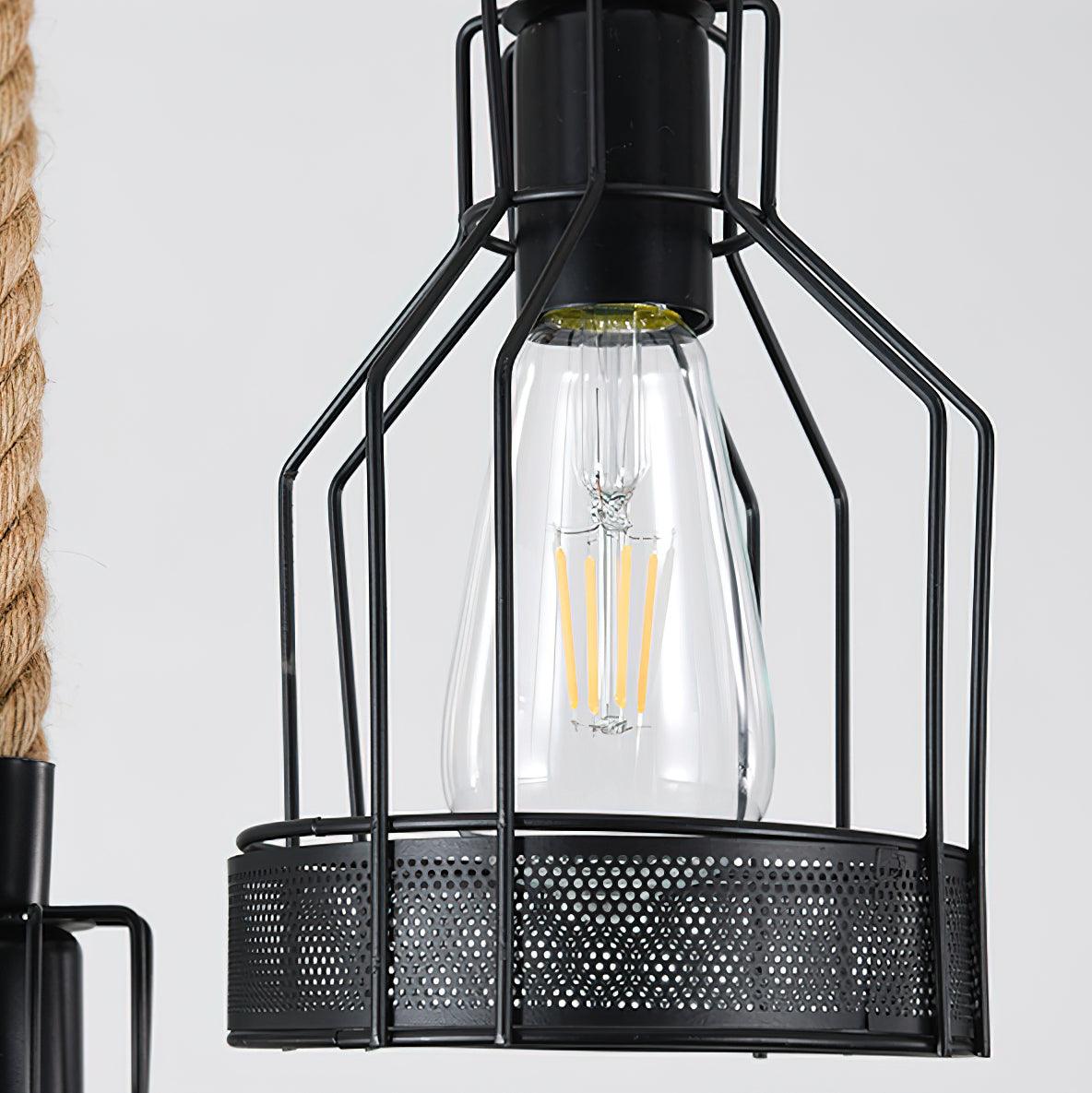 Quoro Hemp Rope Industrial Grenade Chandelier | Fioriscas