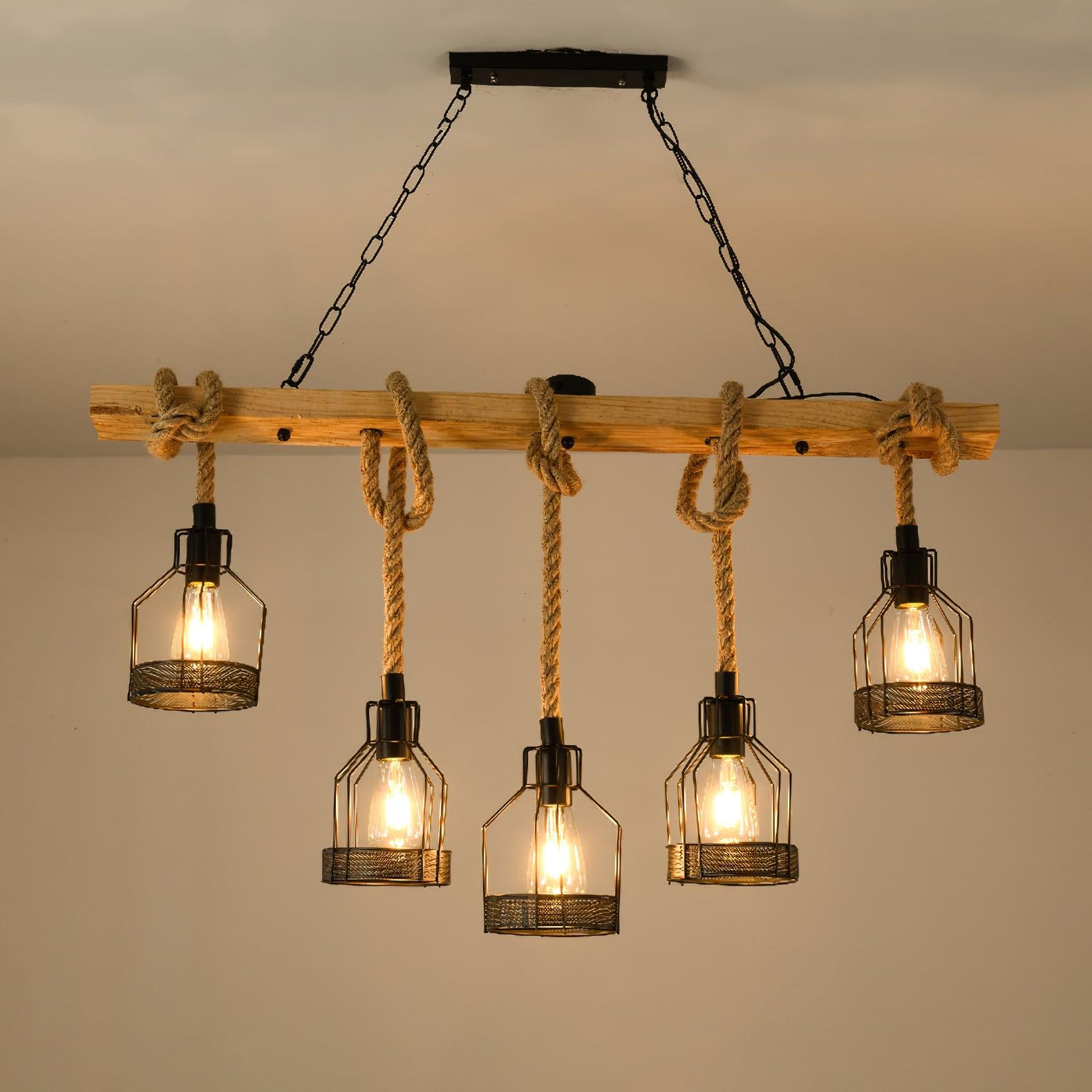 Quoro Hemp Rope Industrial Grenade Chandelier | Fioriscas