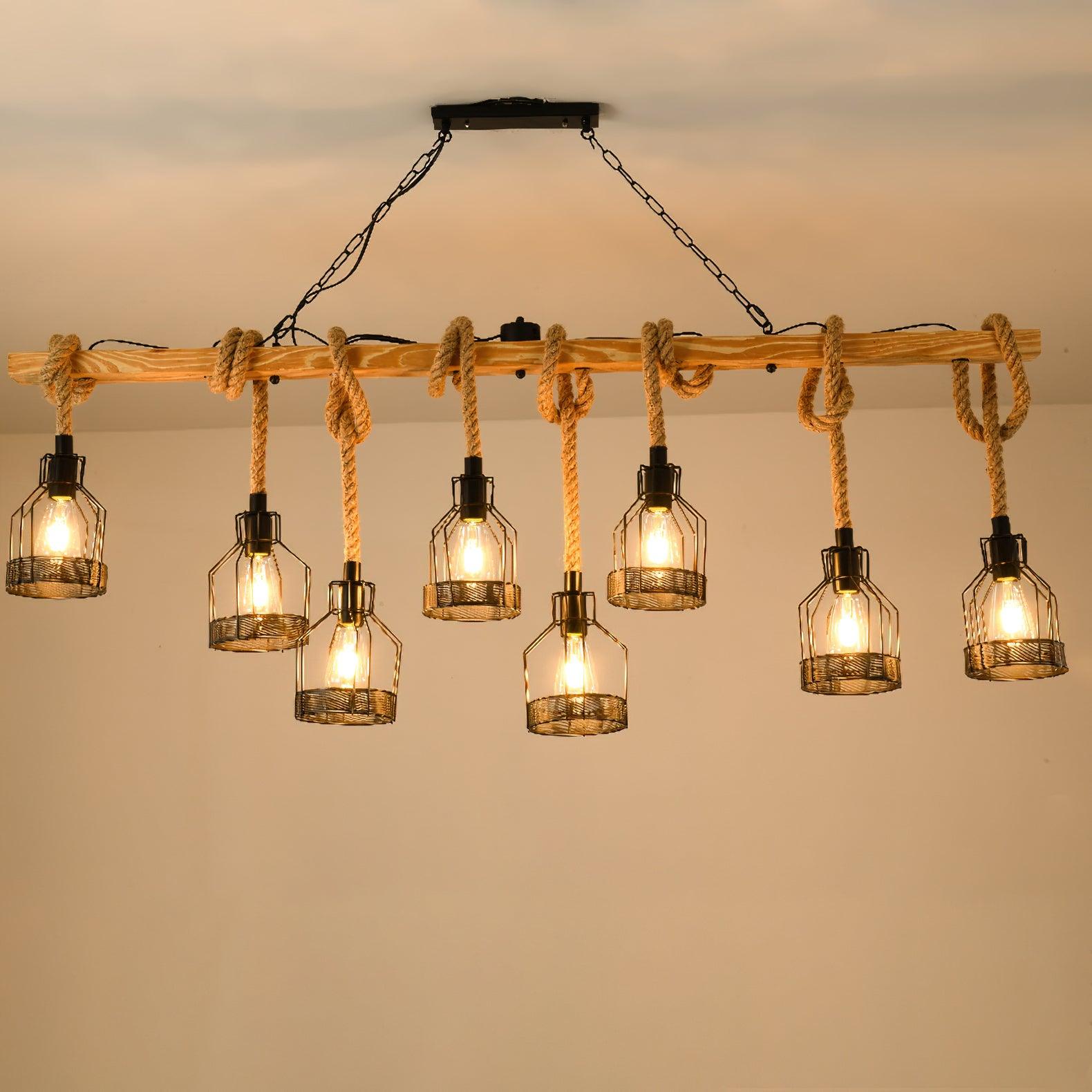 Quoro Hemp Rope Industrial Grenade Chandelier | Fioriscas