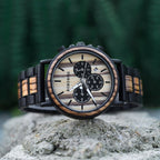 TimberLuxe Holzuhr für Herren mit Gravur, 3 ATM wasserdicht