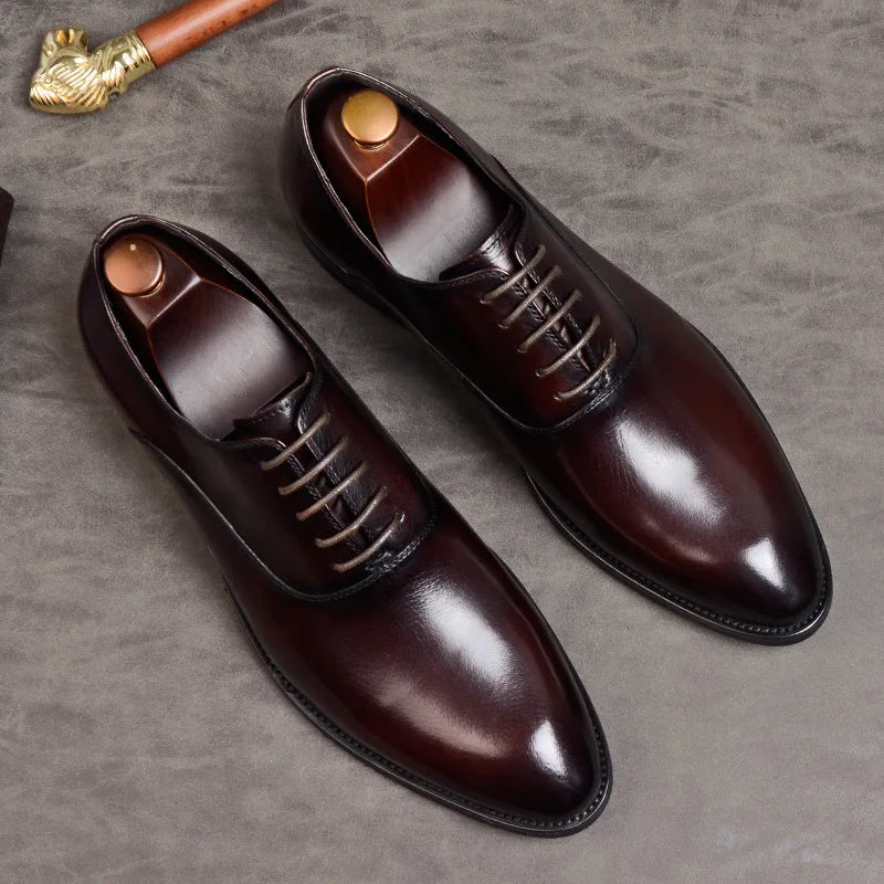 Aurelo Oxfordschuhe für Herren aus italienischem Leder, formelle Schnürschuhe