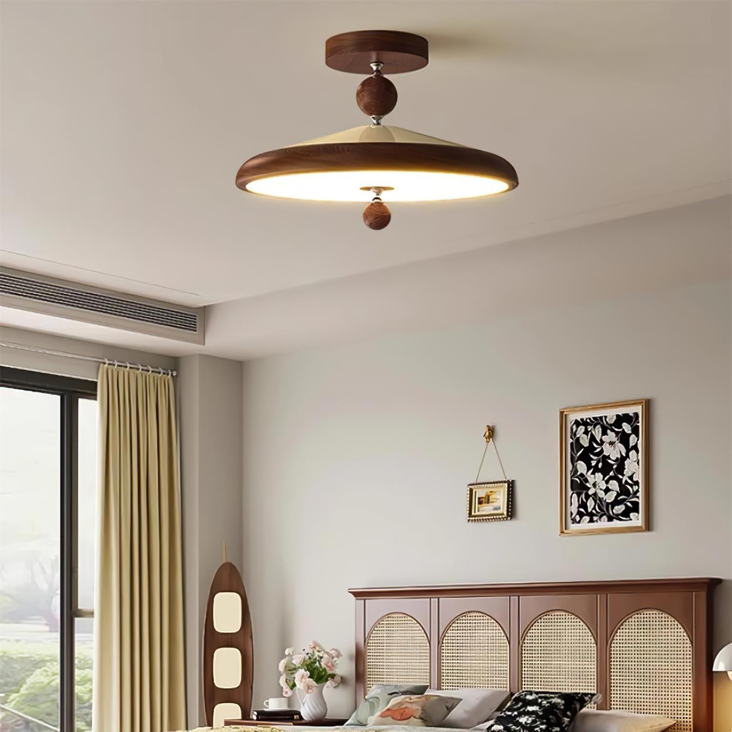 Belano Wooden Frame Round Ceiling Light | Fioriscas