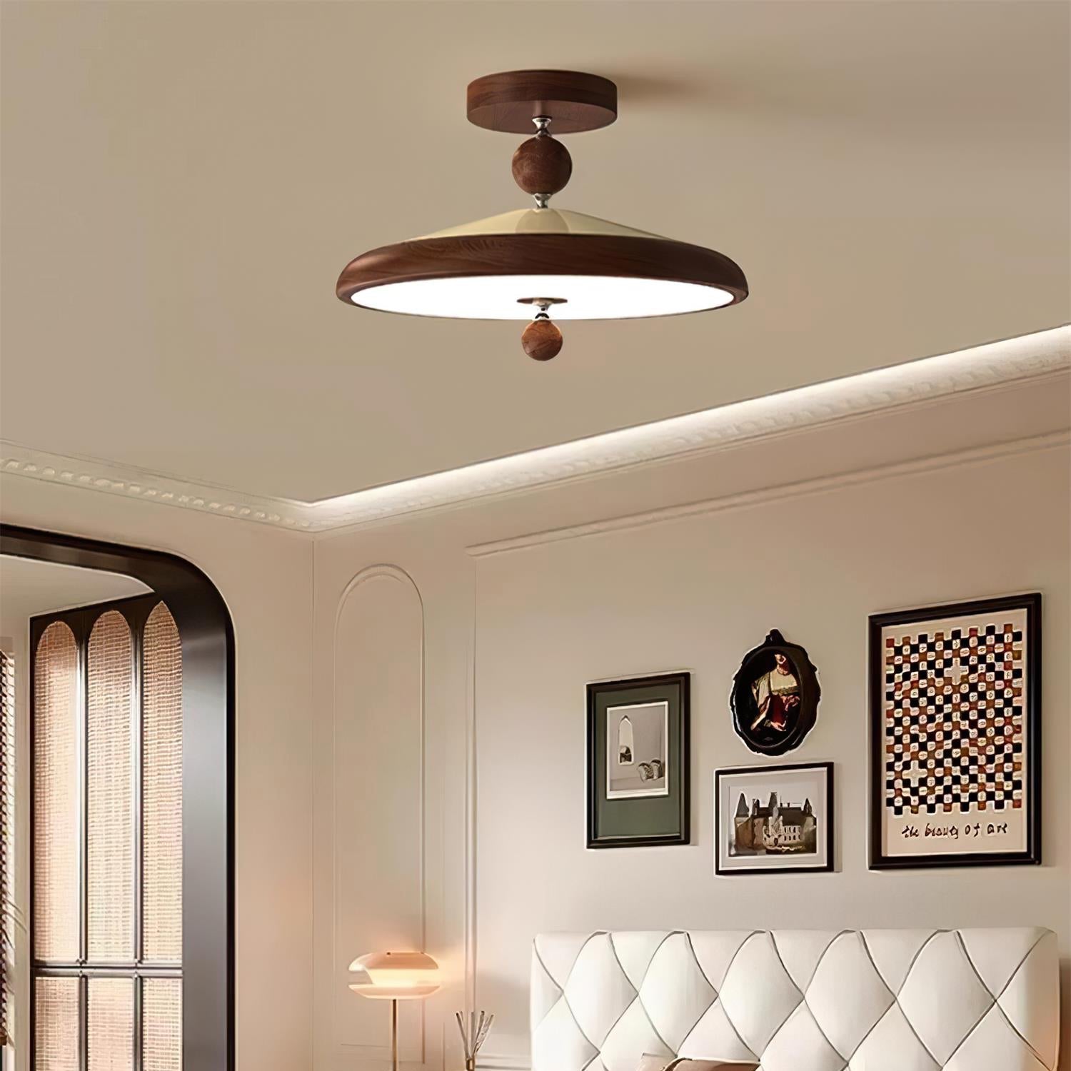 Belano Wooden Frame Round Ceiling Light | Fioriscas